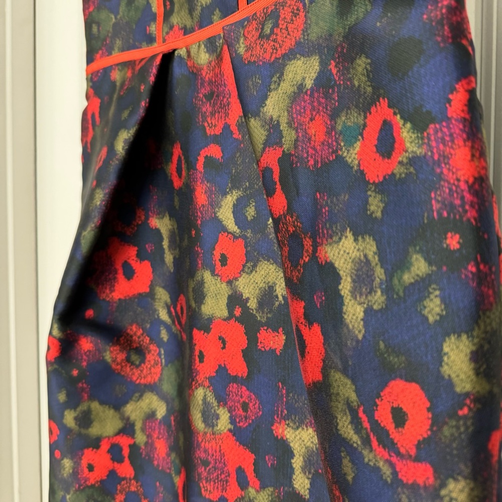 Lela Rose Red and Blue Floral Midi Dress - Picture 4 of 9